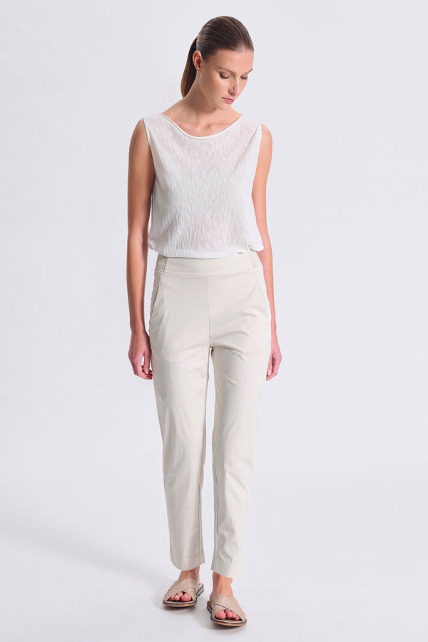 Pantalone slim fit in cotone e tencel stretch con cintura dietro in maglia elastica | 1017.CFDTRCO241.01