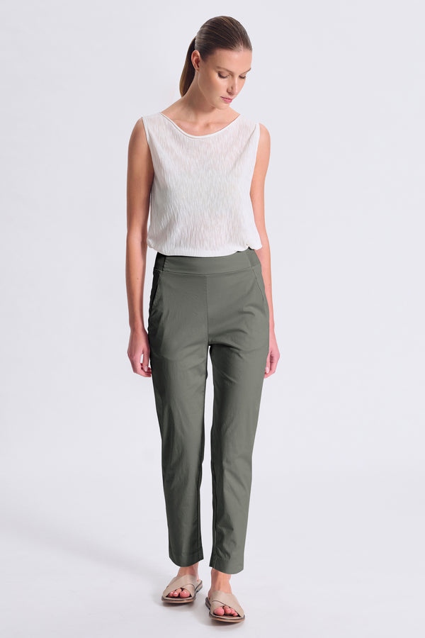 Pantalone slim fit in cotone e tencel stretch con cintura dietro in maglia elastica | 1017.CFDTRCO241.04