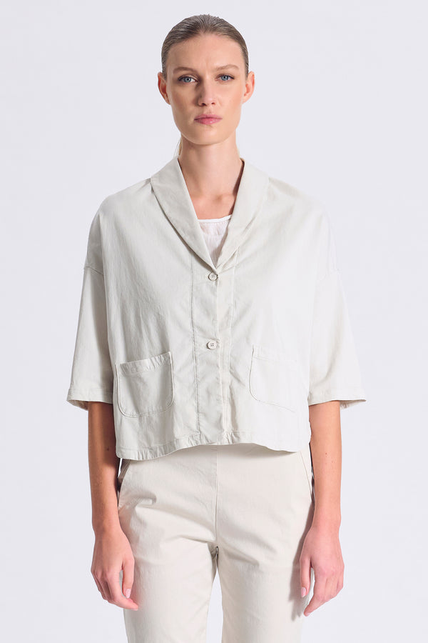 Giacca-camicia collo sciallato manica 3/4 in cotone e tencel stretch | 1017.CFDTRCO246.01