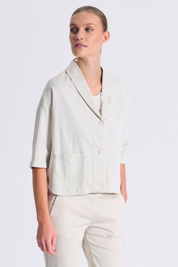 Blusenjacke mit Schalkragen, 3/4-Arm aus Baumwolle und Tencel mit Stretchanteil | 1017.CFDTRCO246.01