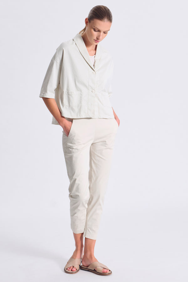 Giacca-camicia collo sciallato manica 3/4 in cotone e tencel stretch | 1017.CFDTRCO246.01