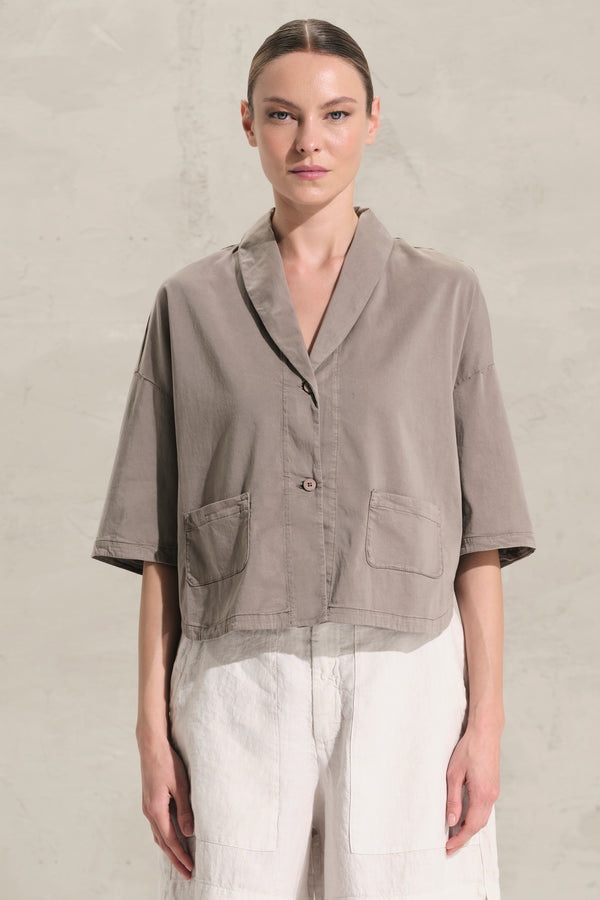 Blusenjacke mit Schalkragen, 3/4-Arm aus Baumwolle und Tencel mit Stretchanteil | 1017.CFDTRCO246.16