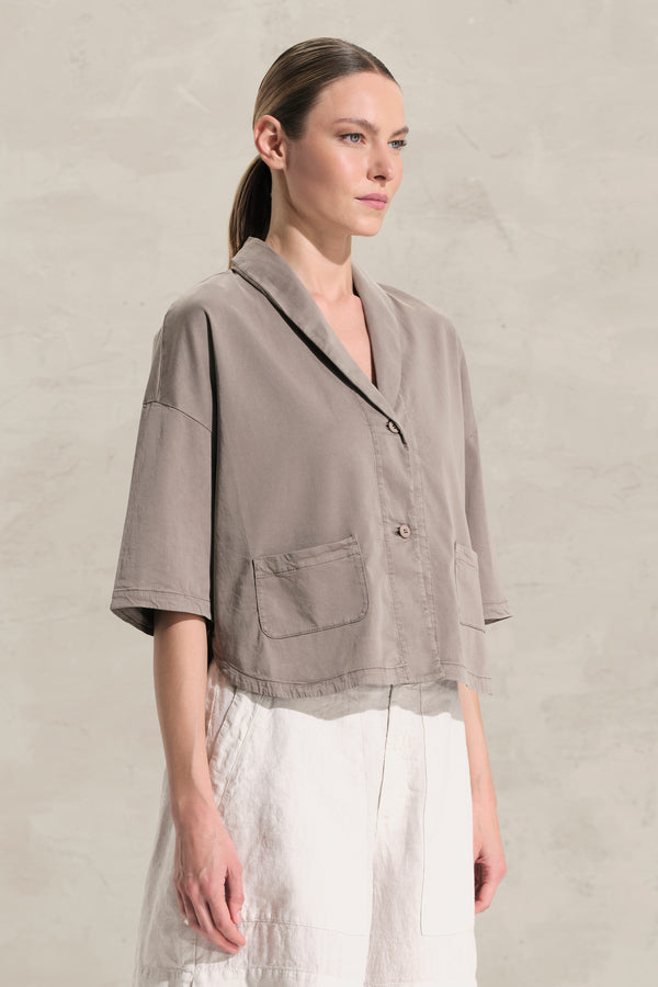 Blusenjacke mit Schalkragen, 3/4-Arm aus Baumwolle und Tencel mit Stretchanteil | 1017.CFDTRCO246.16