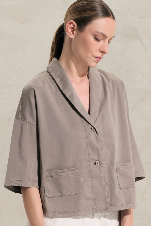 Blusenjacke mit Schalkragen, 3/4-Arm aus Baumwolle und Tencel mit Stretchanteil | 1017.CFDTRCO246.16