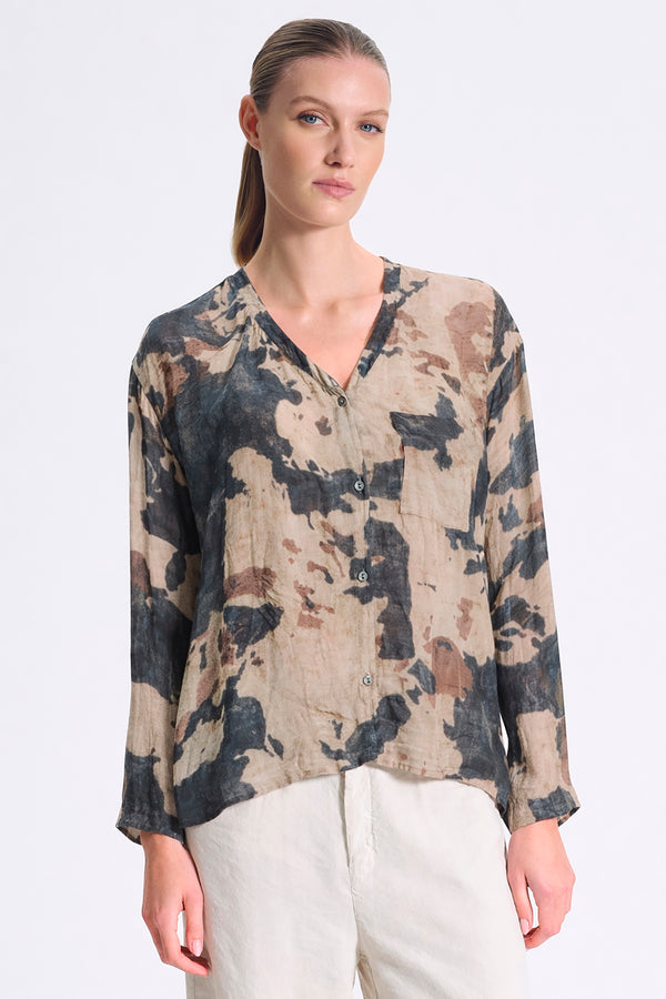 Camicia dalla linea over con scollo a v in georgette di viscosa stampata | 1017.CFDTRCS281.05