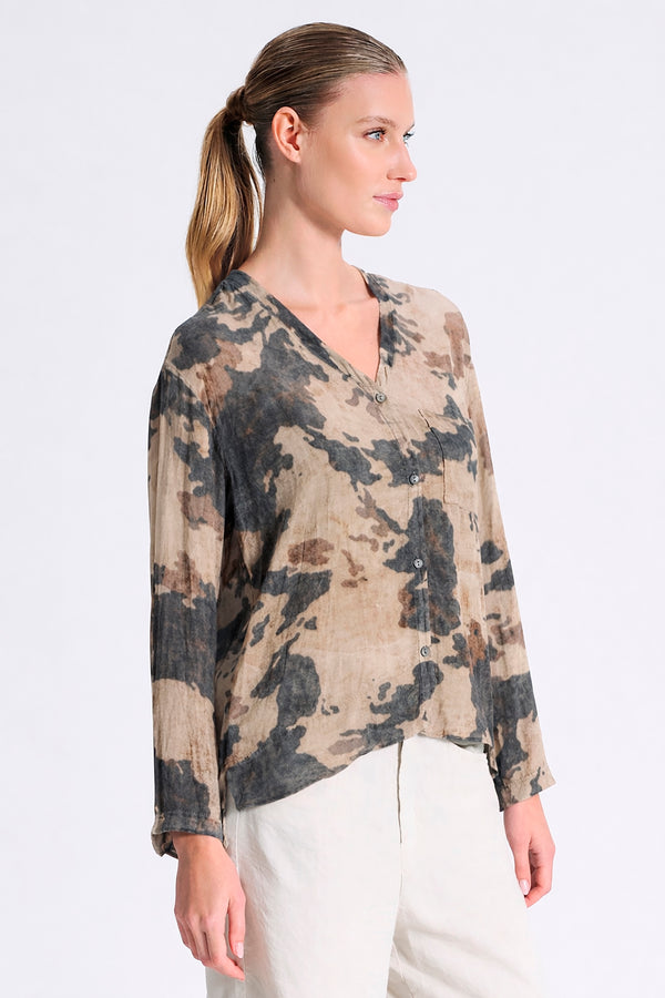 Camicia dalla linea over con scollo a v in georgette di viscosa stampata | 1017.CFDTRCS281.05