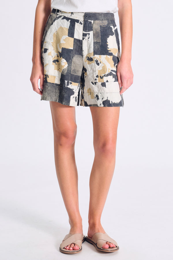 Shorts di lino stampato con elastico in cintura dietro | 1017.CFDTRCT294.03
