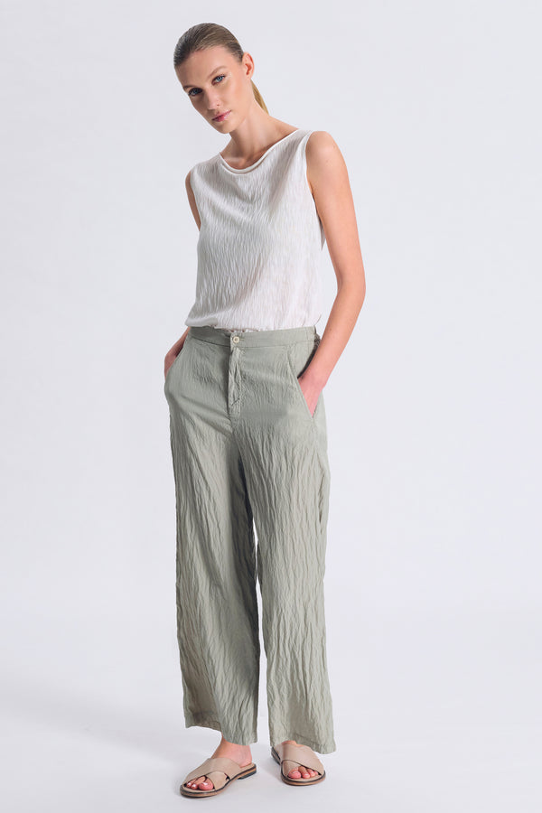 Straight-leg trousers in silk blend with elastic waistband on the back | 1017.CFDTRCV311.14
