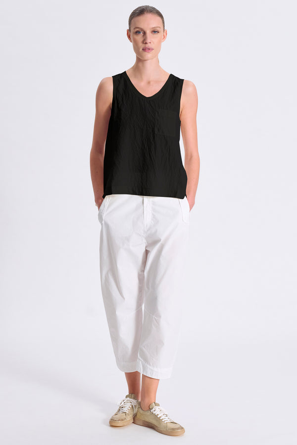 Canotta svasata comfort fit in misto seta con bordo collo e giromanica in costina di maglia | 1017.CFDTRCV313.10