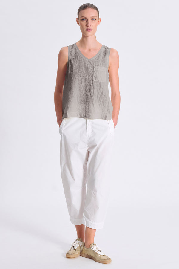 Canotta svasata comfort fit in misto seta con bordo collo e giromanica in costina di maglia | 1017.CFDTRCV313.12