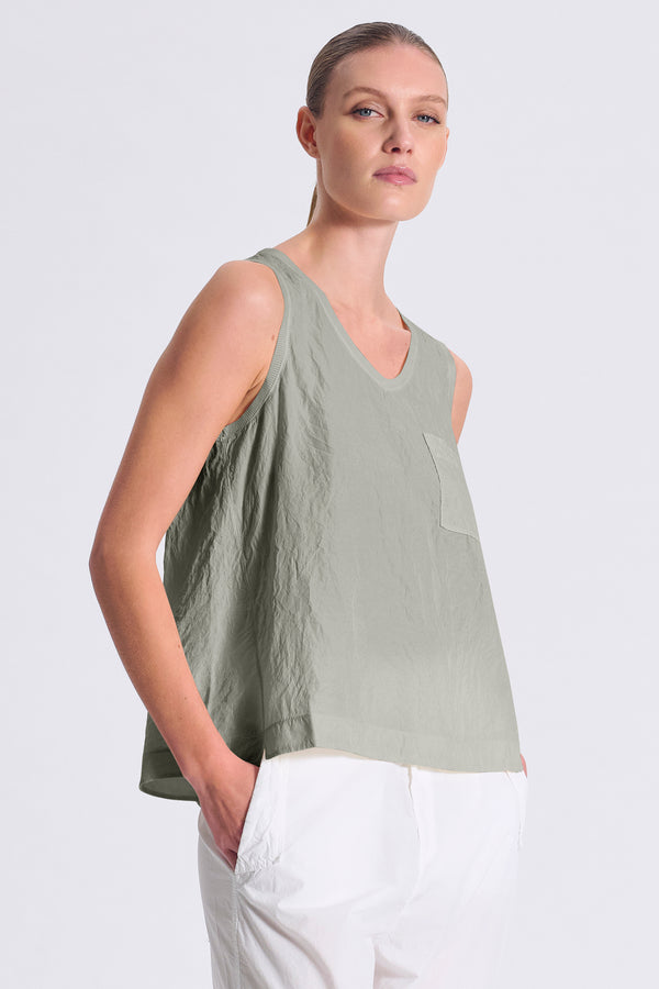 Canotta svasata comfort fit in misto seta con bordo collo e giromanica in costina di maglia | 1017.CFDTRCV313.14