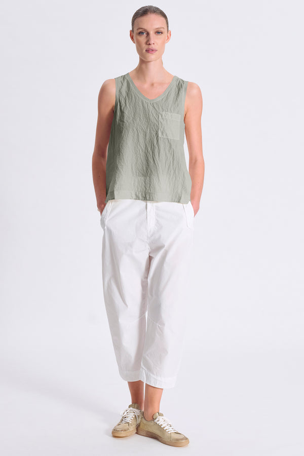 Canotta svasata comfort fit in misto seta con bordo collo e giromanica in costina di maglia | 1017.CFDTRCV313.14