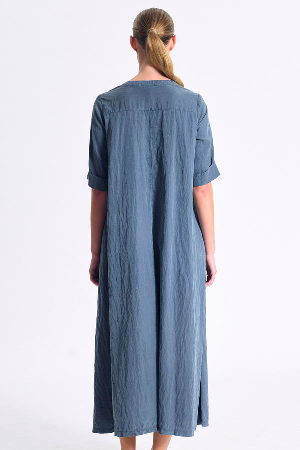 Long flared dress with elbow-length sleeves in silk blend | 1017.CFDTRCV315.05