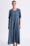 Maxikleid, ausgestellt, ellbogenlange Ärmel aus Seidenmix | 1017.CFDTRCV315.05
