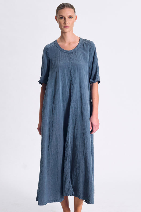 Long flared dress with elbow-length sleeves in silk blend | 1017.CFDTRCV315.05