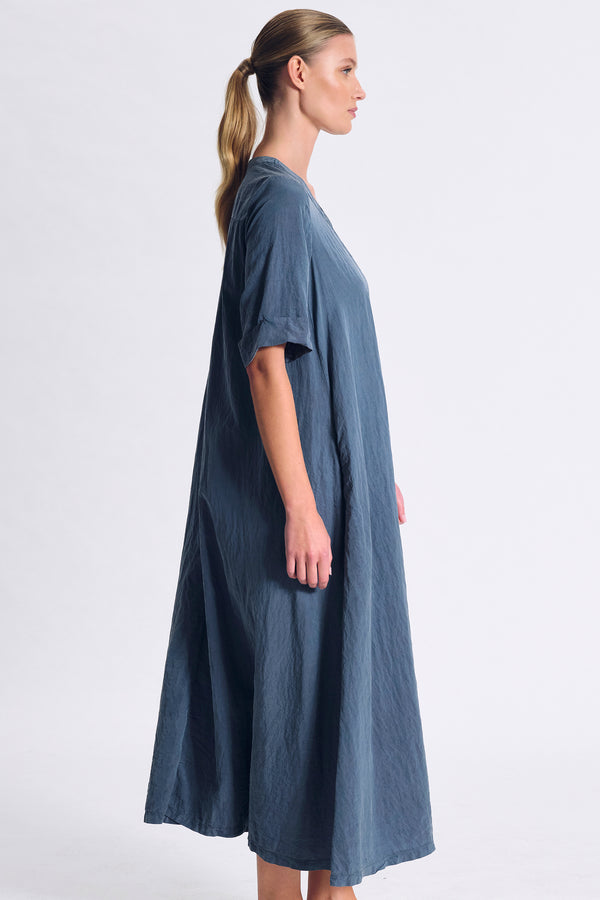 Maxikleid, ausgestellt, ellbogenlange Ärmel aus Seidenmix | 1017.CFDTRCV315.05