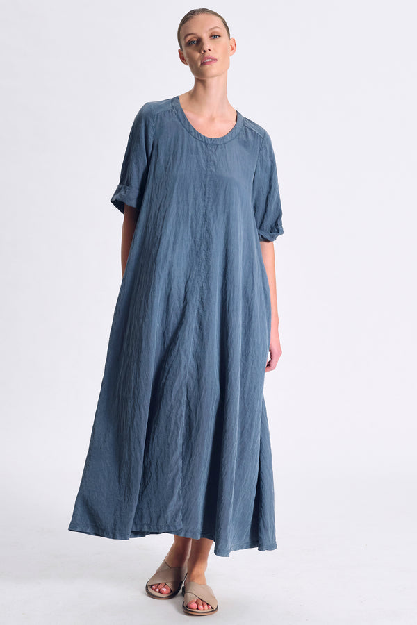 Maxikleid, ausgestellt, ellbogenlange Ärmel aus Seidenmix | 1017.CFDTRCV315.05