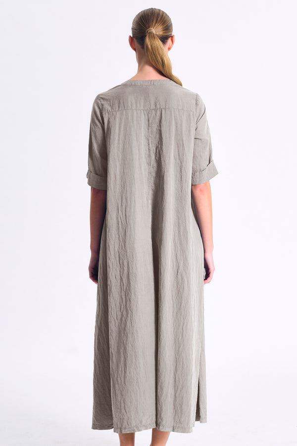 Long flared dress with elbow-length sleeves in silk blend | 1017.CFDTRCV315.12