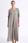 Maxikleid, ausgestellt, ellbogenlange Ärmel aus Seidenmix | 1017.CFDTRCV315.12