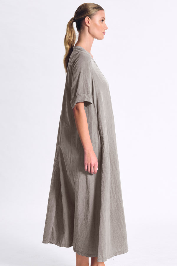 Maxikleid, ausgestellt, ellbogenlange Ärmel aus Seidenmix | 1017.CFDTRCV315.12