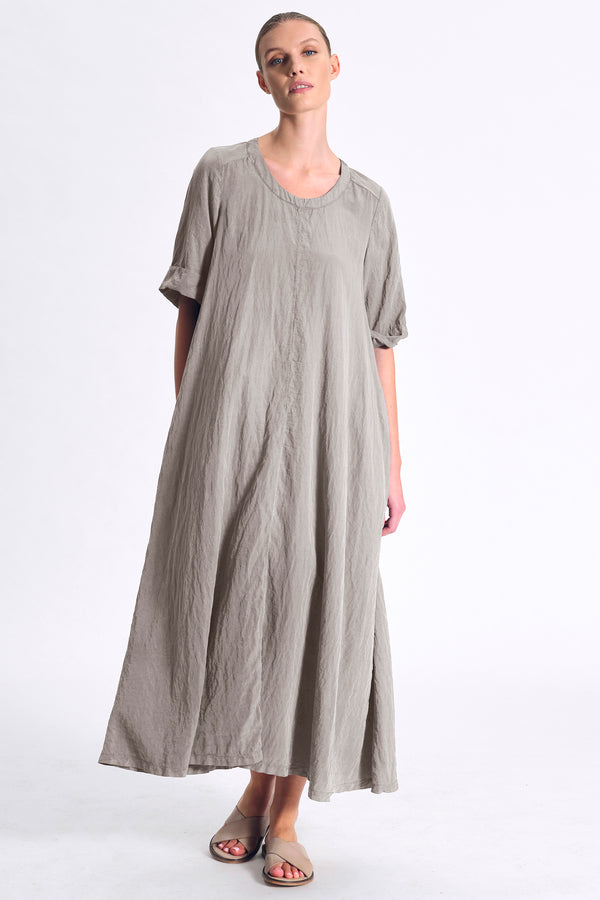 Maxikleid, ausgestellt, ellbogenlange Ärmel aus Seidenmix | 1017.CFDTRCV315.12