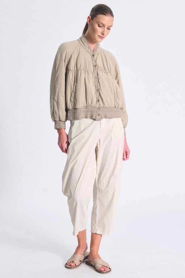 Giubbino imbottito in misto seta con inserti in maglia ed arricciature fronte e retro | 1017.CFDTRCV318.02