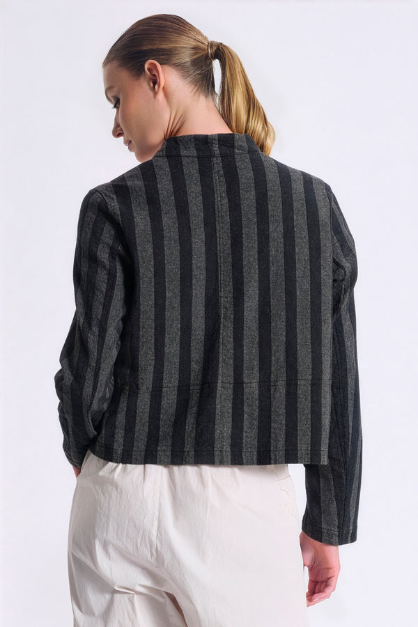 Giacchina in cotone e lino stretch a righe | 1017.CFDTRCX330.10