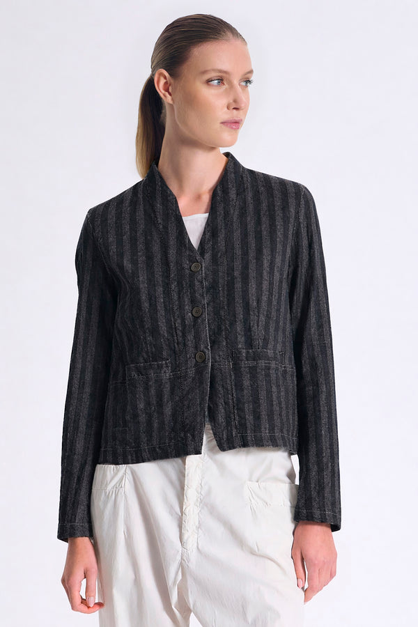 Giacchina in cotone e lino stretch a righe | 1017.CFDTRCX330.10