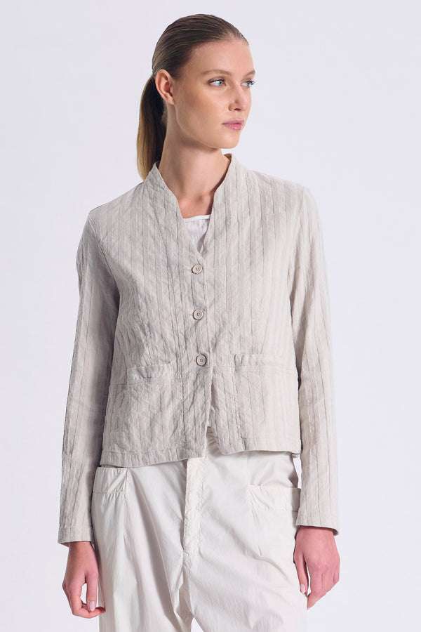 Giacchina in cotone e lino stretch a righe | 1017.CFDTRCX330.02