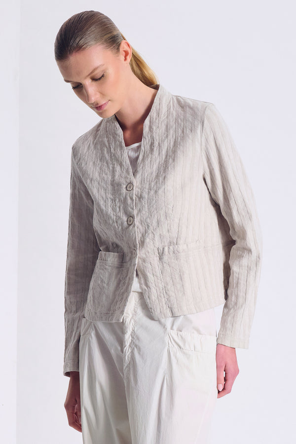 Giacchina in cotone e lino stretch a righe | 1017.CFDTRCX330.02