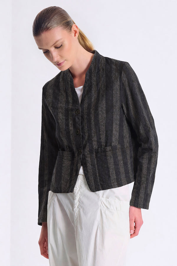 Giacchina in cotone e lino stretch a righe | 1017.CFDTRCX330.10