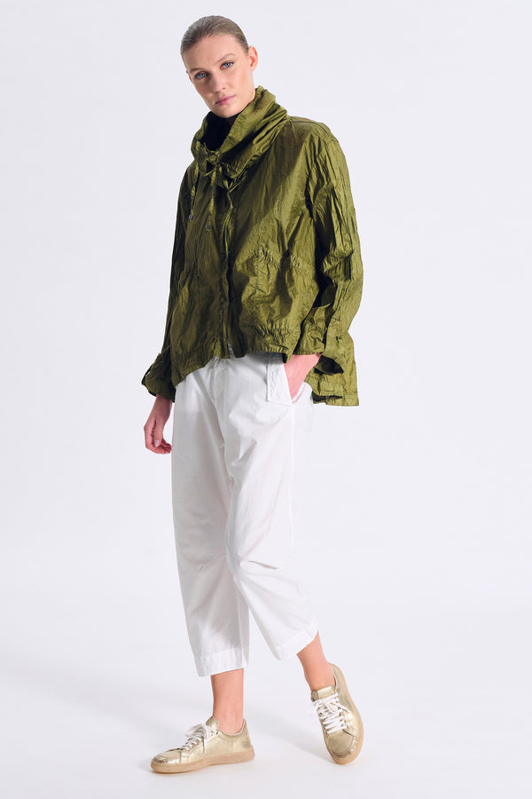 Giubbino svasato in poliamide spalmato bicolore con bottone sul fondo manica e cappuccio | 1017.CFDTRCZ350.23