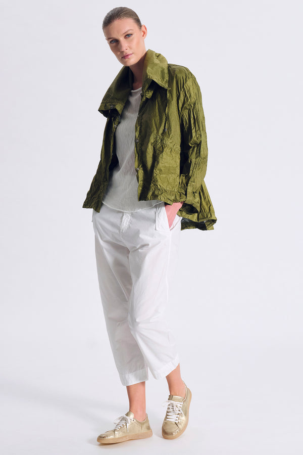 Giubbino svasato in poliamide spalmato bicolore con bottone sul fondo manica e cappuccio | 1017.CFDTRCZ350.23