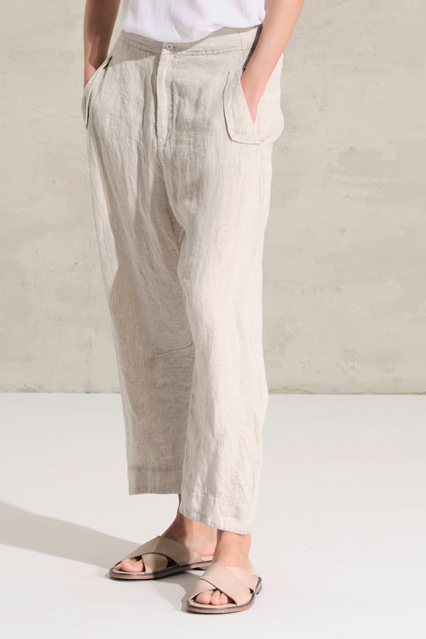 Pantalone comfort fit in lino e cupro rigato | 1018.CFDTRDA103.102