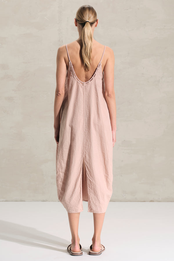 Kleid mit schmalen Trägern aus Leinen und Cupro, gestreift | 1018.CFDTRDA108.17