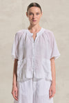 Shirt aus Leinen mit Flügelärmeln und Einsätzen aus Viskose-Voile | 1018.CFDTRDB113.00