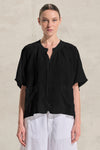 Shirt aus Leinen mit Flügelärmeln und Einsätzen aus Viskose-Voile | 1018.CFDTRDB113.10