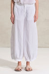 Pantalone cropped gamba larga in lino con pieghe sul fondo. elastico in cintura dietro | 1018.CFDTRDB114.00