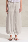 Pantalone cropped gamba larga in lino con pieghe sul fondo. elastico in cintura dietro | 1018.CFDTRDB114.02