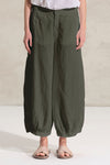 Pantalone cropped gamba larga in lino con pieghe sul fondo. elastico in cintura dietro | 1018.CFDTRDB114.04