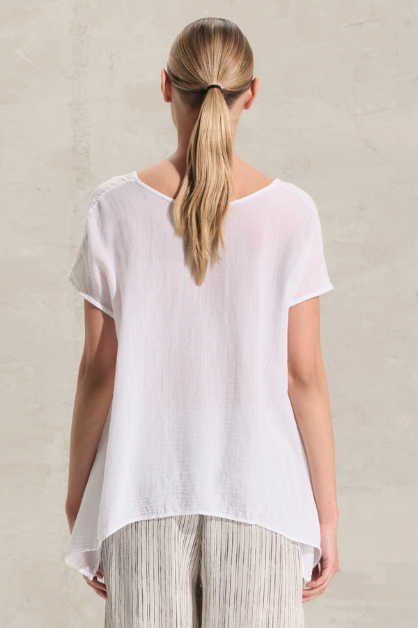 Shirt mit Flügelärmeln und ausgestellter Passform aus Baumwoll-Gaze-Mix | 1018.CFDTRDC121.00