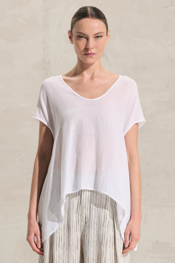Shirt mit Flügelärmeln und ausgestellter Passform aus Baumwoll-Gaze-Mix | 1018.CFDTRDC121.00