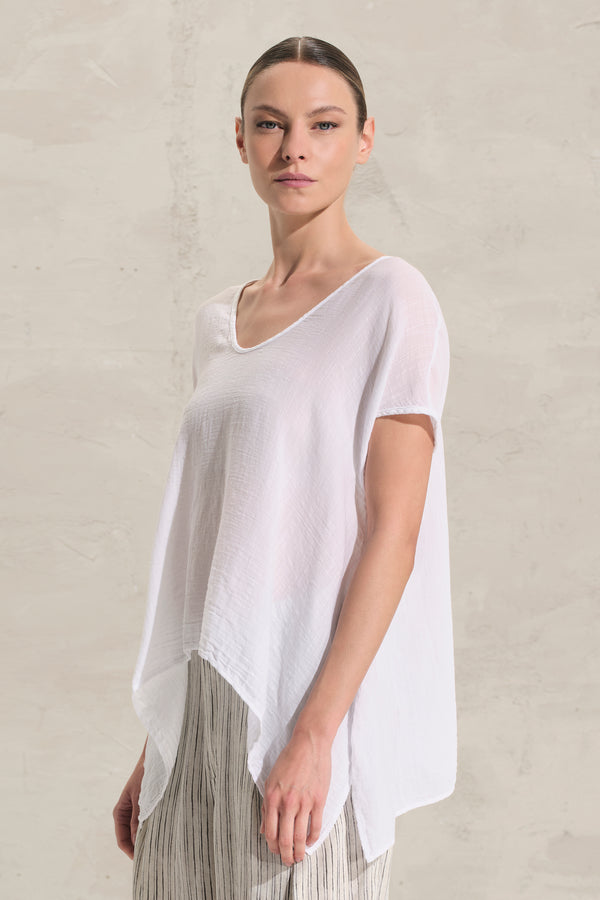 Shirt mit Flügelärmeln und ausgestellter Passform aus Baumwoll-Gaze-Mix | 1018.CFDTRDC121.00