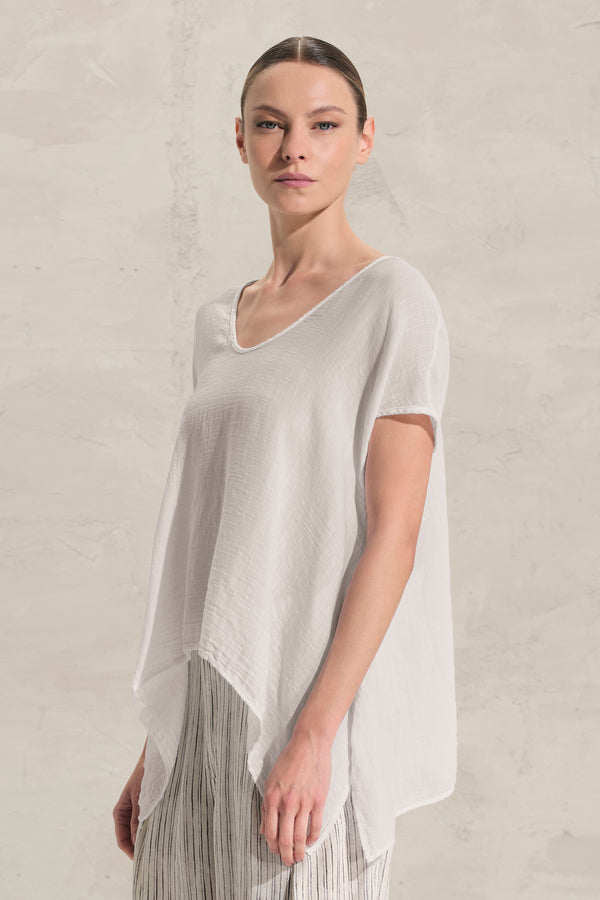 Shirt mit Flügelärmeln und ausgestellter Passform aus Baumwoll-Gaze-Mix | 1018.CFDTRDC121.02