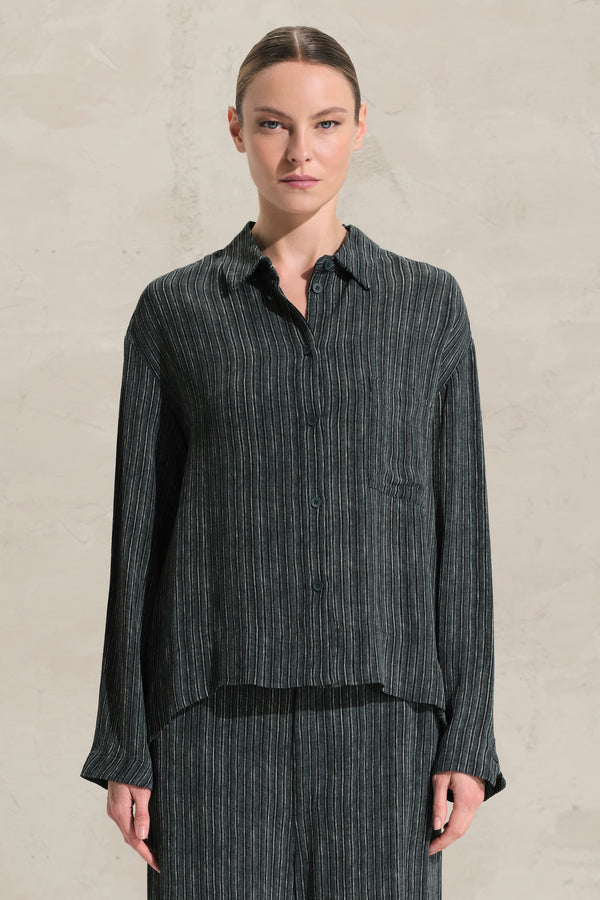 Bluse im Comfort Fit aus Viskose mit Allover-Streifenprint | 1018.CFDTRDG160.25