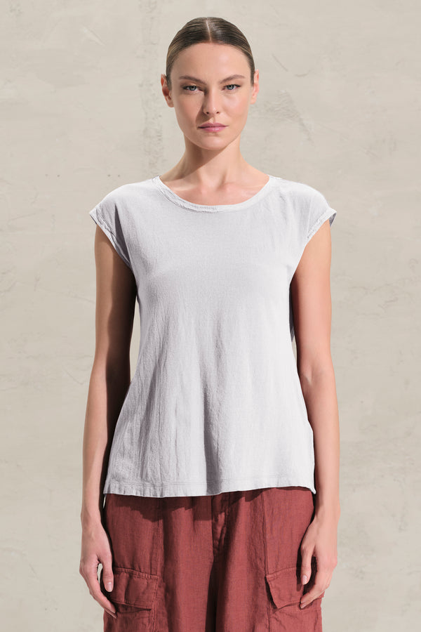 Weit geschnittenes Shirt mit Flügelärmeln aus Baumwollkreppjersey mit Einsätzen aus Baumwollmusselin | 1018.CFDTRDK201.00
