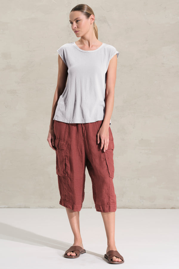 T-shirt con manica ad aletta in jersey di cotone crepe con inserti in mussola di cotone | 1018.CFDTRDK201.00