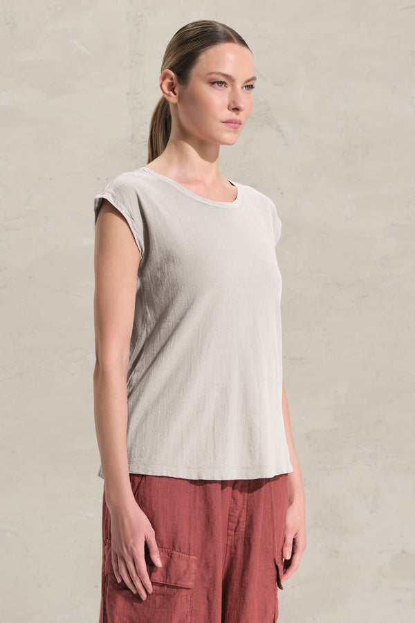 Weit geschnittenes Shirt mit Flügelärmeln aus Baumwollkreppjersey mit Einsätzen aus Baumwollmusselin | 1018.CFDTRDK201.02