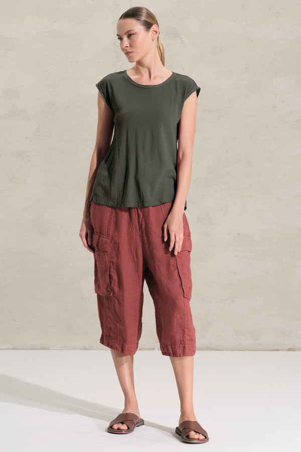 T-shirt con manica ad aletta in jersey di cotone crepe con inserti in mussola di cotone | 1018.CFDTRDK201.04