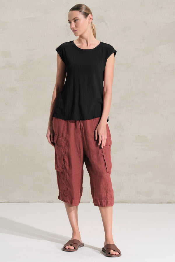 T-shirt con manica ad aletta in jersey di cotone crepe con inserti in mussola di cotone | 1018.CFDTRDK201.10
